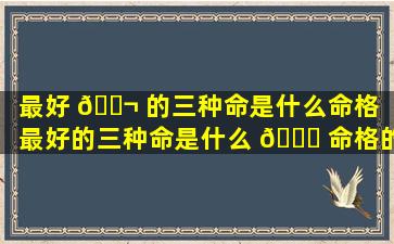 最好 🐬 的三种命是什么命格（最好的三种命是什么 🐝 命格的人）